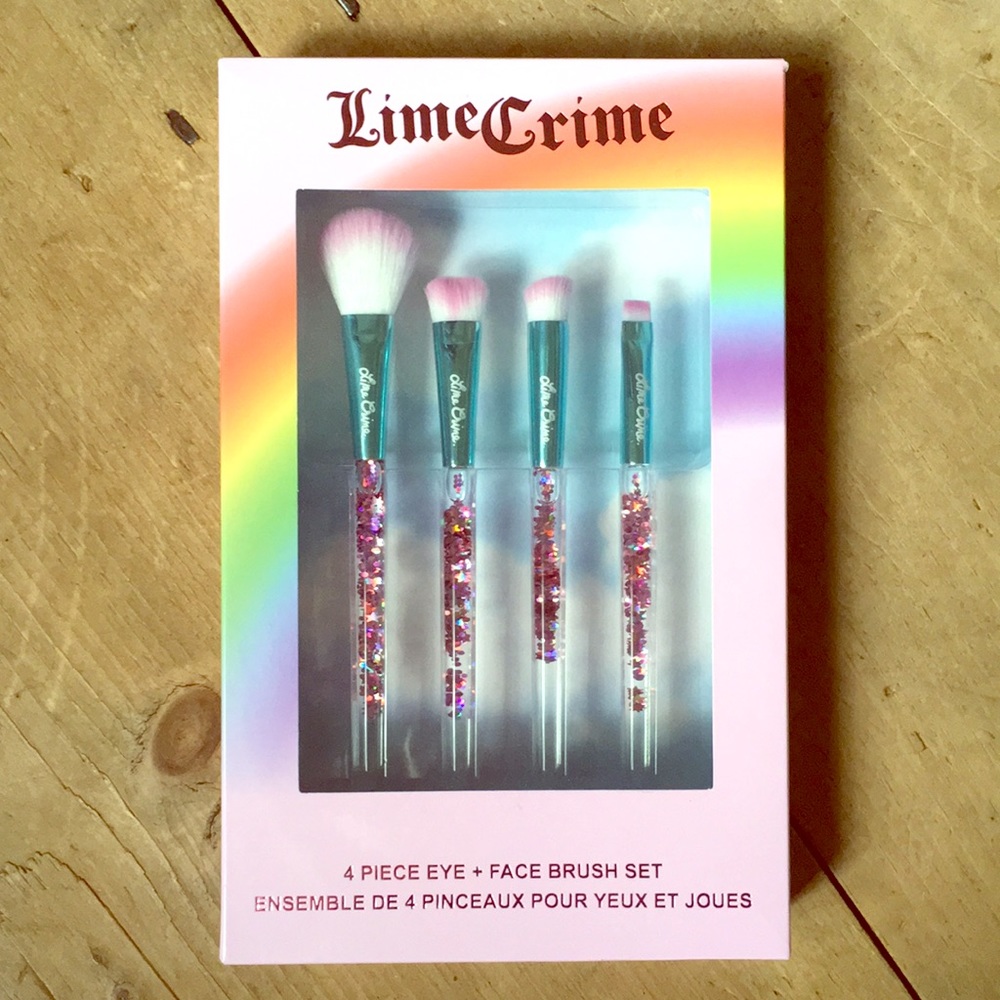 🌈 LIME CRIME 🦄 4 sparkling brush set. BRAND NEW